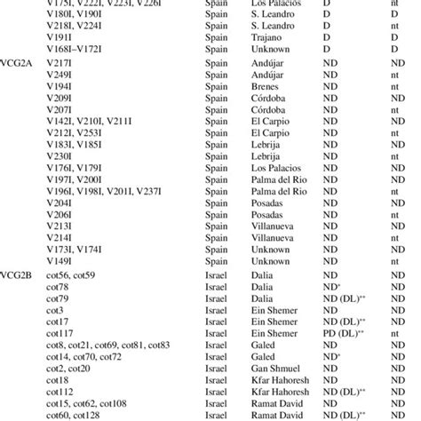 Isolates Of Verticillium Dahliae From Cotton Listed By Vegetative