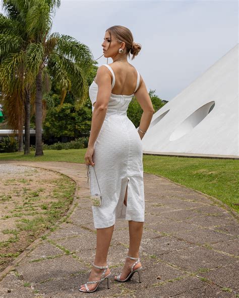 Fit You Vestido Miss Misses Laise Abertura Lateral Off White