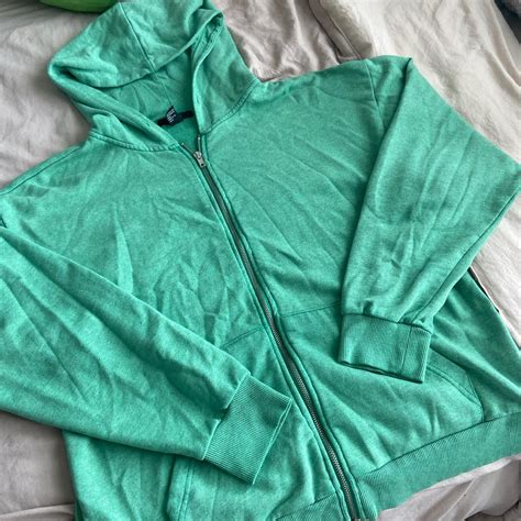 Green Forever 21 Zip Up With Silver Detailing Depop