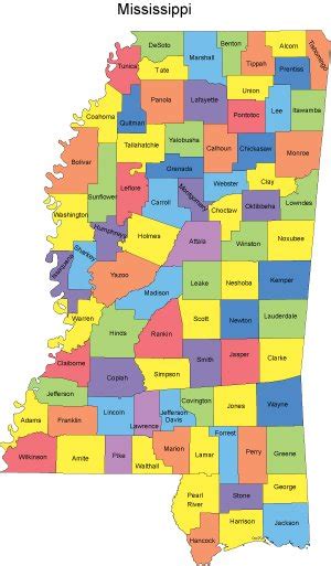 Mississippi PowerPoint Map - Counties