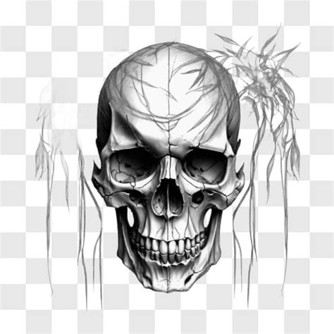 Download Abstract Skull Drawing with Bamboo Vines Sketches Online - Creative Fabrica