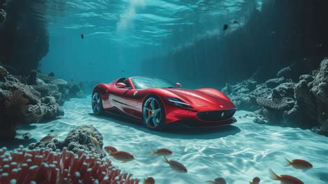 Underwater Red Ferrari 1920×1080 Images