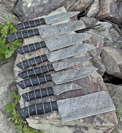 Chef Knives Set 8 Pcs Custom Handmade Kitchen Knives Damascus Steel Knives Set Wedding Birthday ...