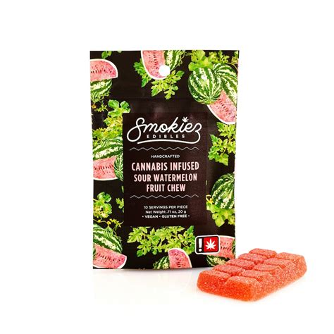 Sour Watermelon Hybrid 100mg Thc Scored Single Fruit Chew Or