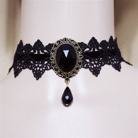 New Collares Sexy Gothic Chokers Crystal Black Grandado