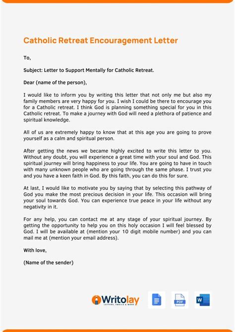 Acts Catholic Retreat Letter