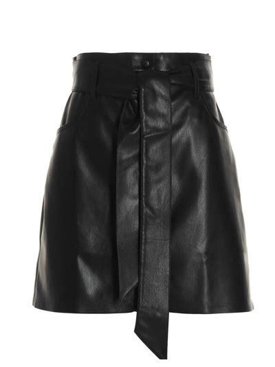 Nanushka Meda Belted Vegan Leather Mini Skirt In Black Modesens