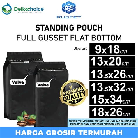 Jual Coffee Bag Flat Bottom Kemasan Biji Kopi Full Gusset Valve