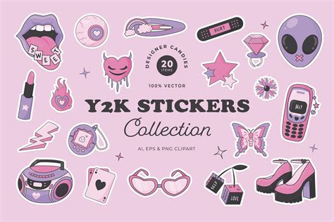 Y K Retro Stickers Illustration Set Design Cuts