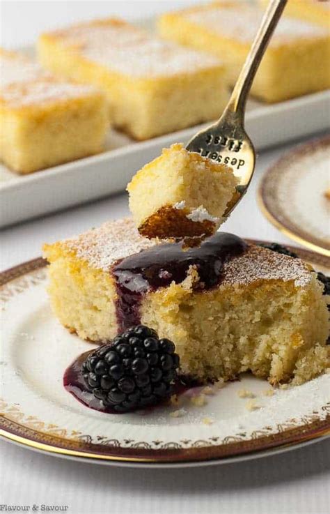 Flourless Lemon Almond Ricotta Cake with Blackberry Coulis