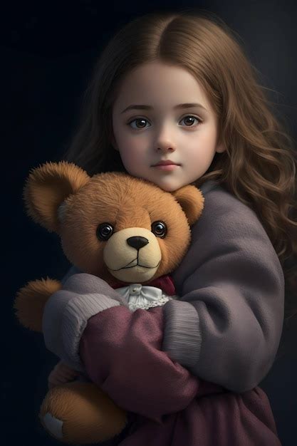 Premium Ai Image Girl Holding A Teddy Bear Generative Ai