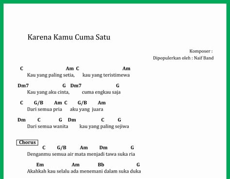 Chord Lagu Karena Kamu Cuma Satu - SEPUTAR MUSIK