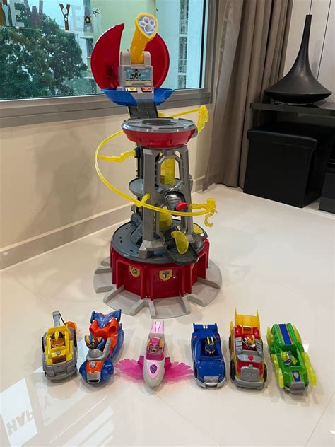 Paw Patrols Mighty Pups Super Paws Lookout Tower Playset With Lights And Sound Hobbies And Toys