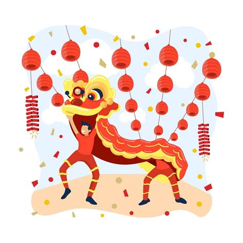 Dragon Dance At Chinese New Year Festivity Vector Art At Vecteezy