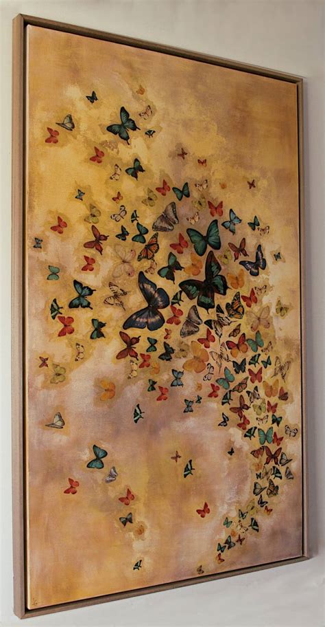 Butterflies On Warm Ochre Painting By Lily Greenwood Saatchi Art