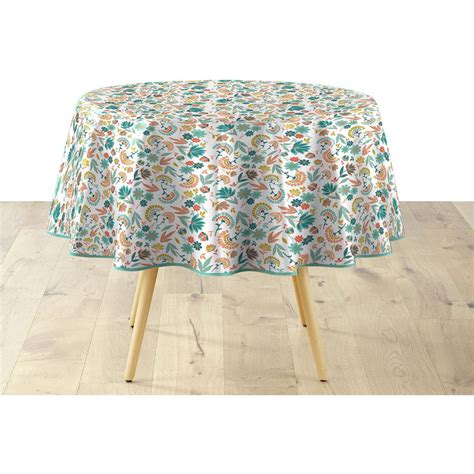 Nappe ronde en PVC imprimé végétal Indiana Multicolore D 160 cm