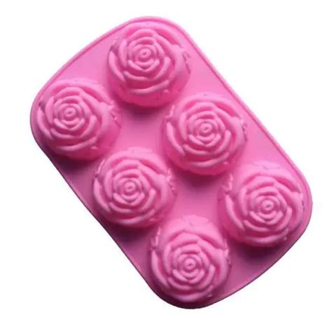 1 Piece 6 Rose Flower Silicone Cake Mold Ice Cream Chocolate Molds Soap