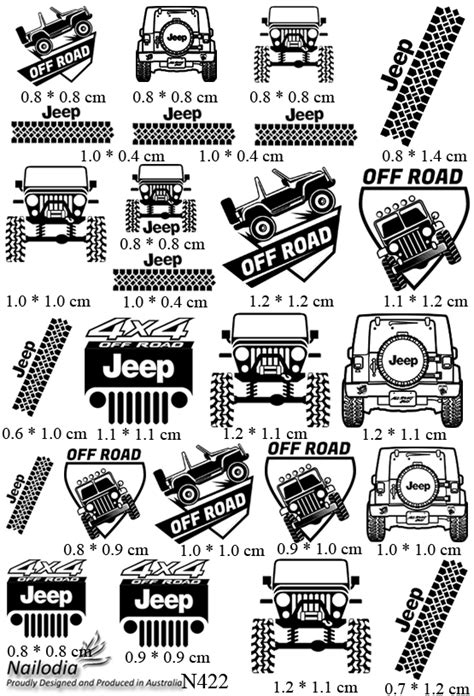 Off Road 4WD Drivers Nail Art Decal Sticker Nailodia