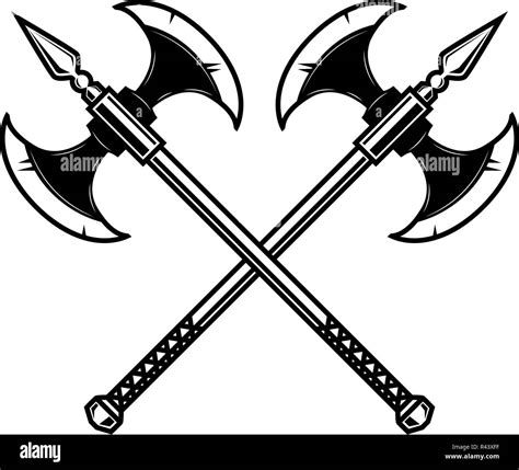 Crossed Medieval Axe Design Element For Label Badge Sign Vector Illustration Stock Vector