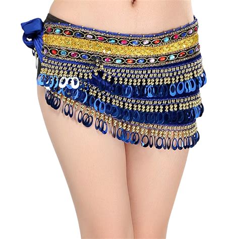 Fsqjgq Black Mini Skirts For Women Sequin Embroidered Belly Dance