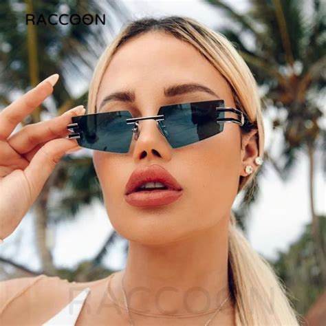 Rimless Cat Eye Sunglasses Women Fashion Retro Luxury Brand Designer