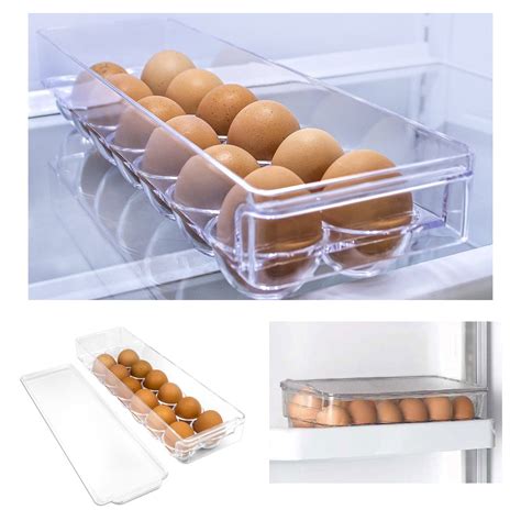 Egg Holder Refrigerator Storage Lid Fridge Freezer Organizer Bin