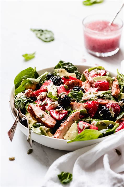 Berry Chicken Spinach Salad Garnish Glaze