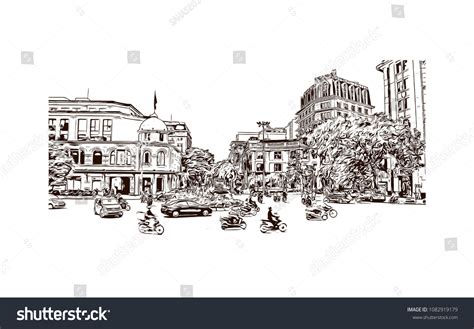 Hanoi Capital Of Vietnam Hand Drawn Sketch Royalty Free Stock