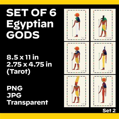 Egyptian Gods Print Set Of 6 Amun Hathor Isis Ra Sekhmet Set