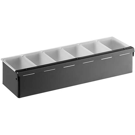 Choice 6 Compartment Matte Black Finish Stainless Steel Condiment Bar