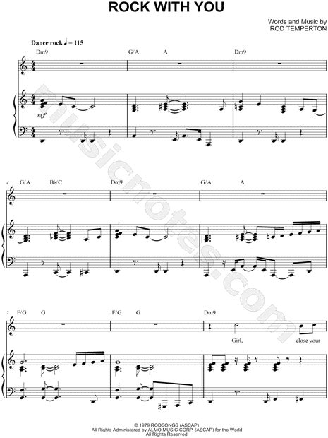 Michael Jackson Rock With You Sheet Music In C Major Transposable