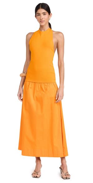 Simon Miller Junjo Knit Poplin Dress Sherbet Orange S