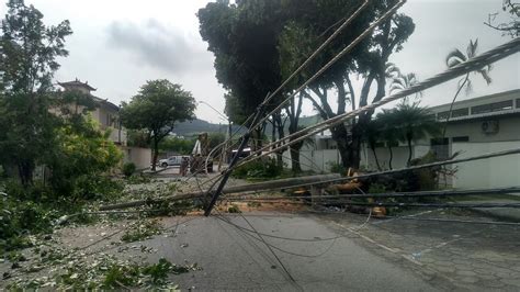 Forte chuva causa estragos e derruba árvores e postes em cidades do