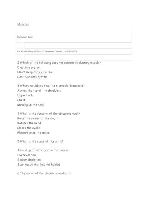 Muscle Mcqs By Husainz Pdf Anatomical Terms Of Motion Shoulder