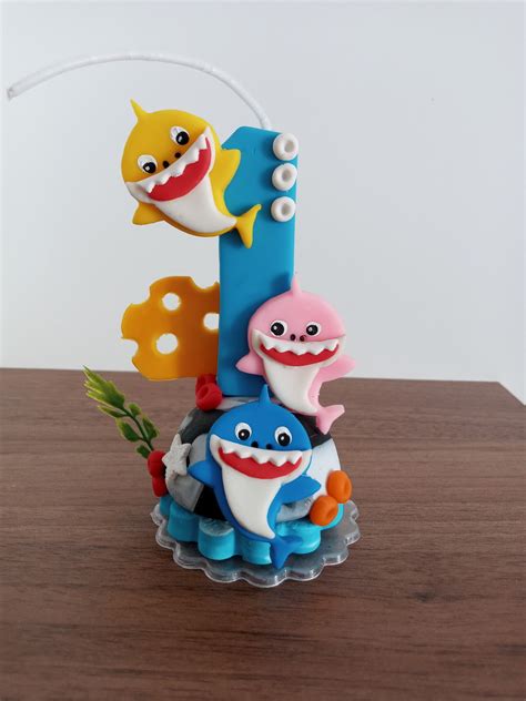 Vela Baby Shark Em Biscuit Elo Produtos Especiais