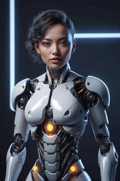 Female Cyborg With Glowing Implants Generative Ai Premium Ai