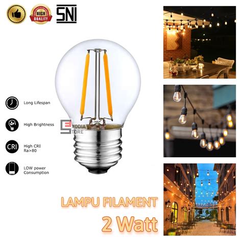 Jual Lampu Led Filamen G45 2 Watt Sni E27 Waterproof Filament Lamp Bulb