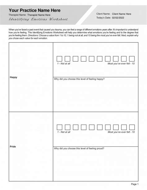 Identifying Emotions Worksheet Pdf