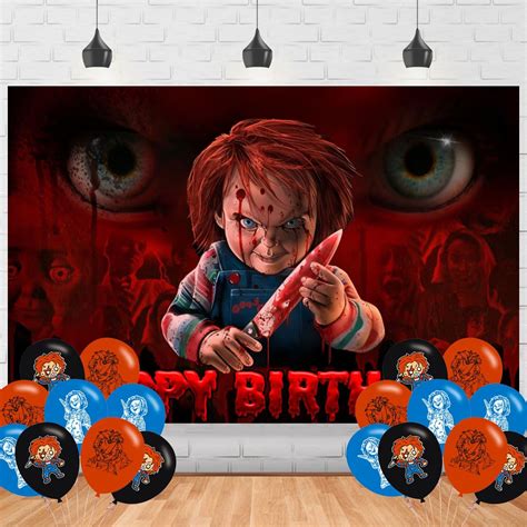 Chucky Fondo de fiesta de cumpleaños película de terror decoración