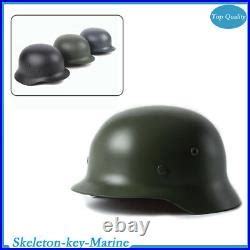 Green WW2 German Elite WH Army M35 M1935 Steel Helmet Stahlhelm Retro