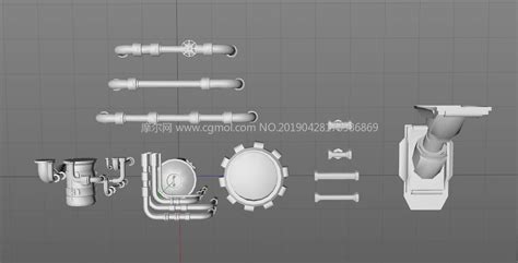 管道水管阀门连接管等构件fbx模型机械工具模型下载 摩尔网cgmol