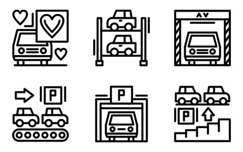 Pack De Iconos Parking Black Outline 50 Iconos SVG