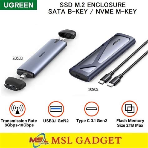 Jual UGREEN Casing SSD Enclosure M2 M 2 SATA NVMe 10Gbps USB Type C 3 1