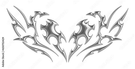 Succubus Womb Tattoo Demon Heart Sigil 3d Chrome Metal In Tribal Style Tattoos Stock