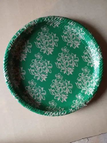 Green Printed Designer Paper Plate For Event And Party Supplies Size