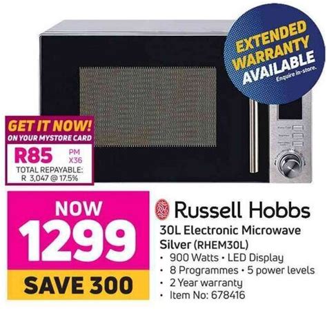 Russell Hobbs L Electronic Microwave Silver Offer At Game