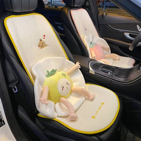 Cute Fluffy Car Seat Covers Set For Women Car Cushions Auto Interior