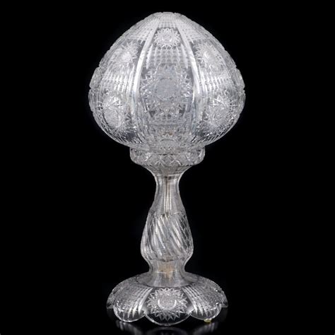 H C Fry American Brilliant Cut Glass Mushroom Table Lamp Early 20th C Ebth