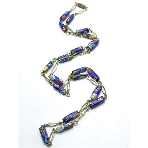 Vintage Blue Murano Glass Necklace Gem