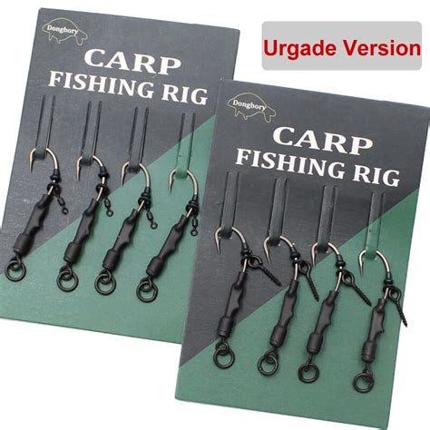 Pcs Carp Rig Coated Barbed Carp Fishing Hook Ready Tied Ronnie Rig